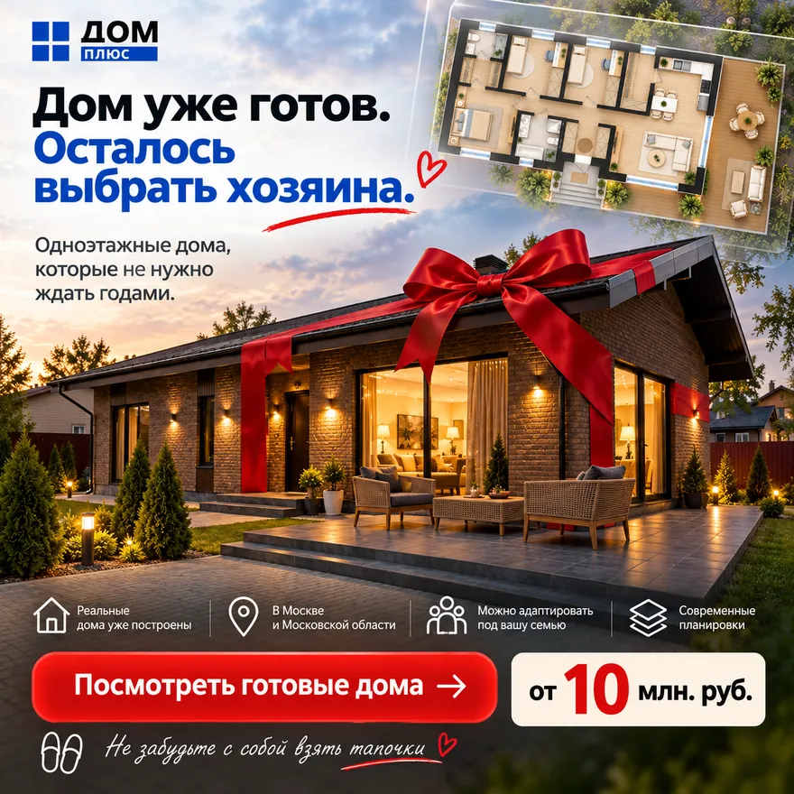 Дом уже готов. Осталось выбрать хозяина. Посмотреть готовые дома, от 10 млн руб.